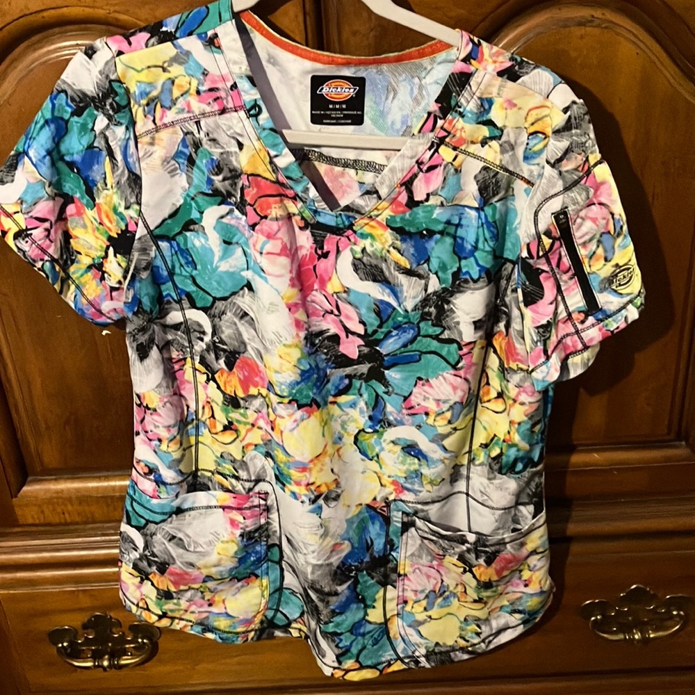 Colorful Floral Women's scrub Top
